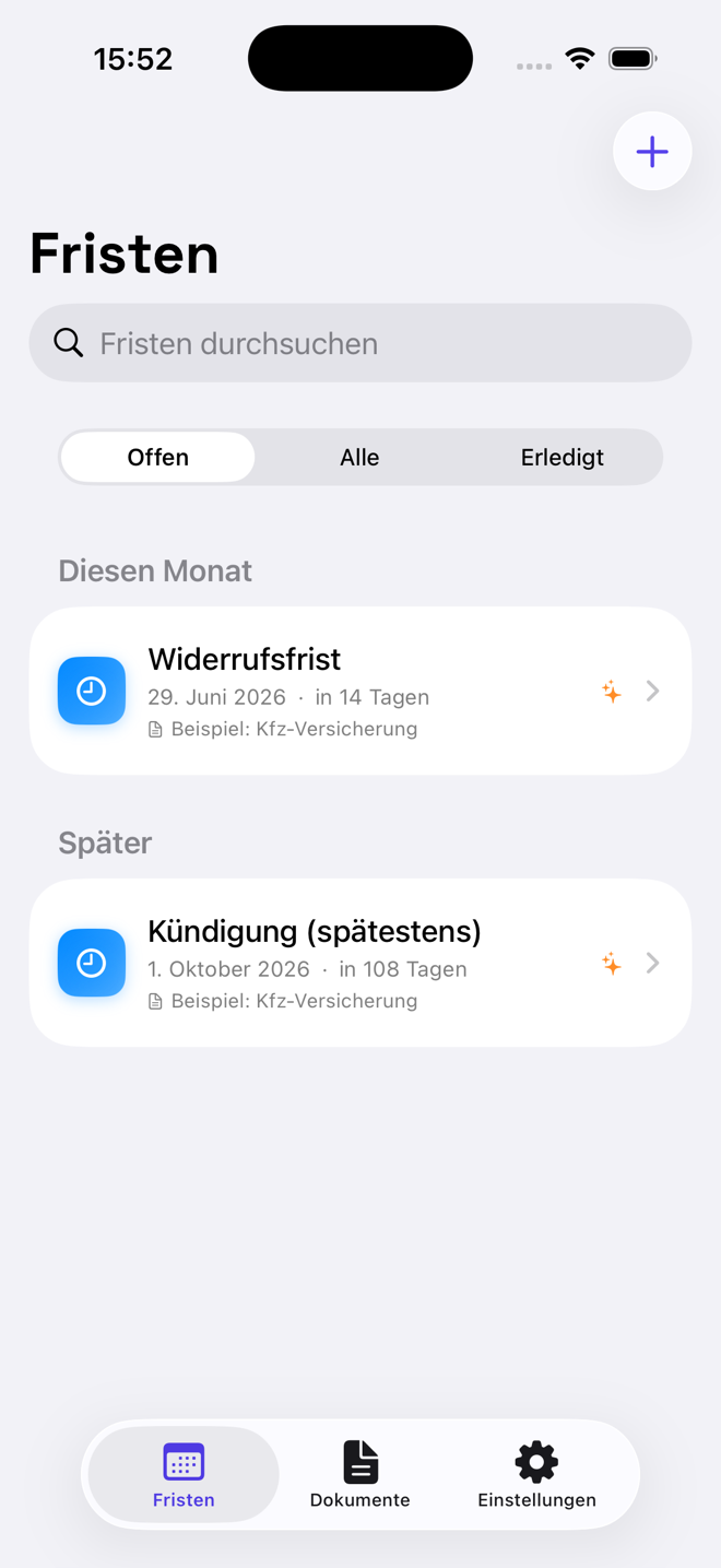Fristen-Übersicht